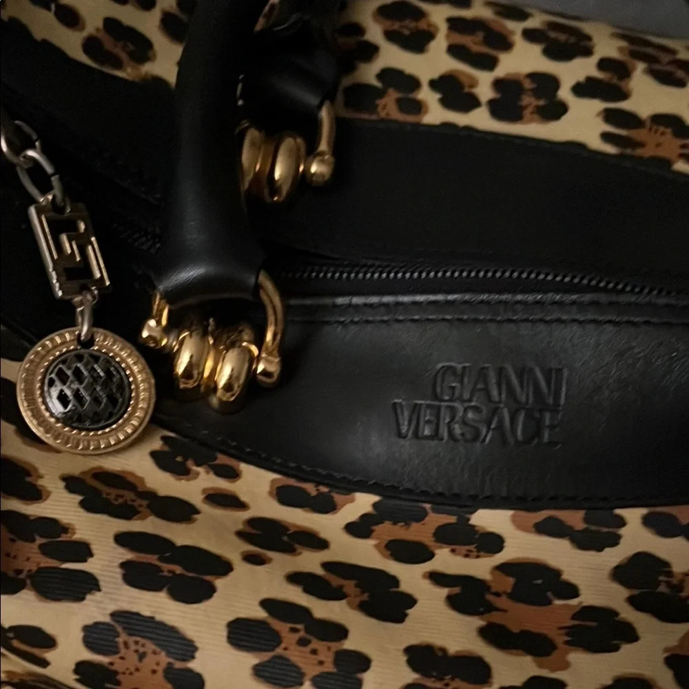 Versace Baroque Sunburst “Boston” Bag with Leopard Accents - Picture 2 of 8